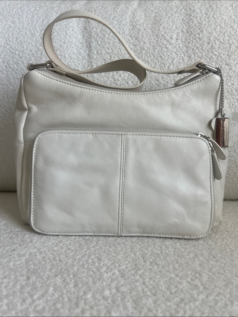 Vintage White Leather Purse Kin Rogers Y2K Shoulder Bag